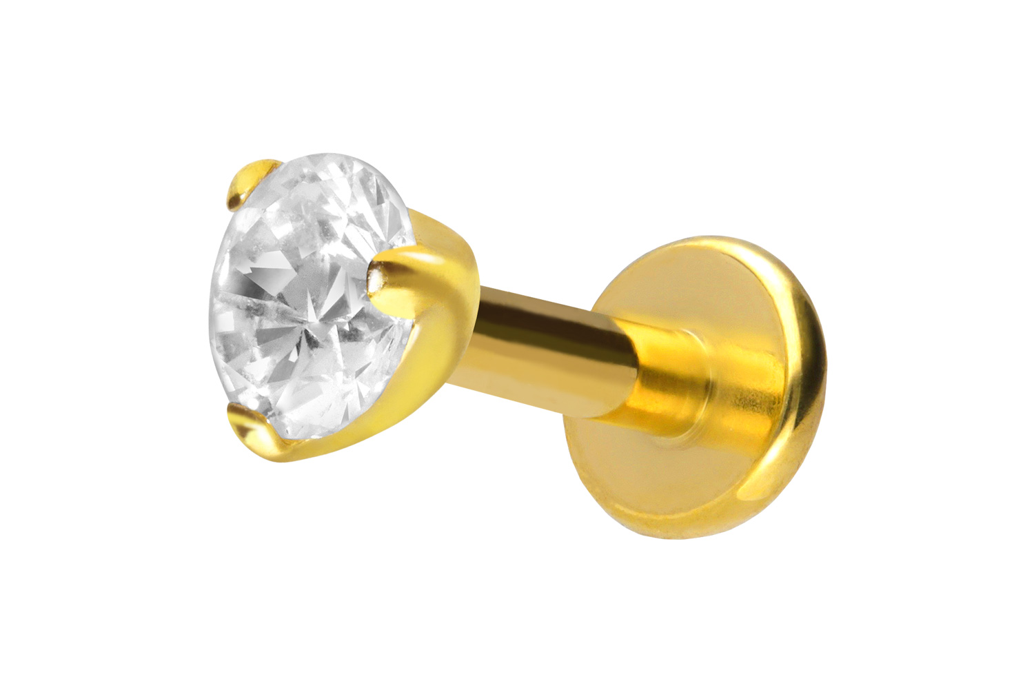 Titan Labret Piercing mit Innengewinde EINGEFASSTER KRISTALL